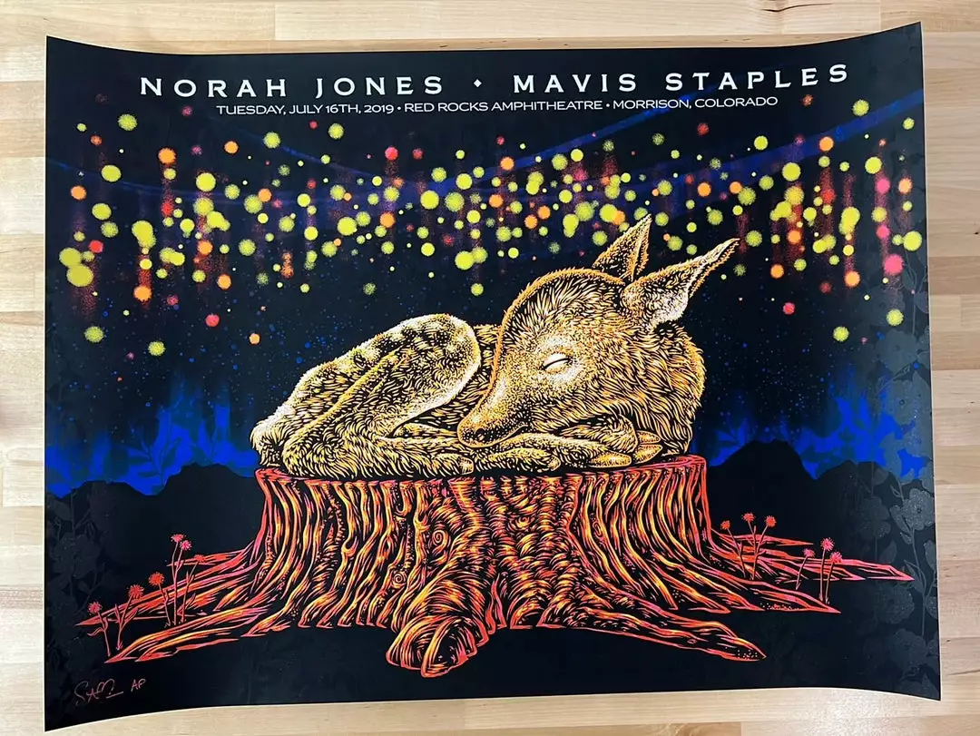 Colorado Norah Jones - 2019 Todd Slater Poster Red Rocks Morrison, CO AP 4 Colorado Norah Jones - 2019 Todd Slater Poster Red Rocks Morrison, CO AP
