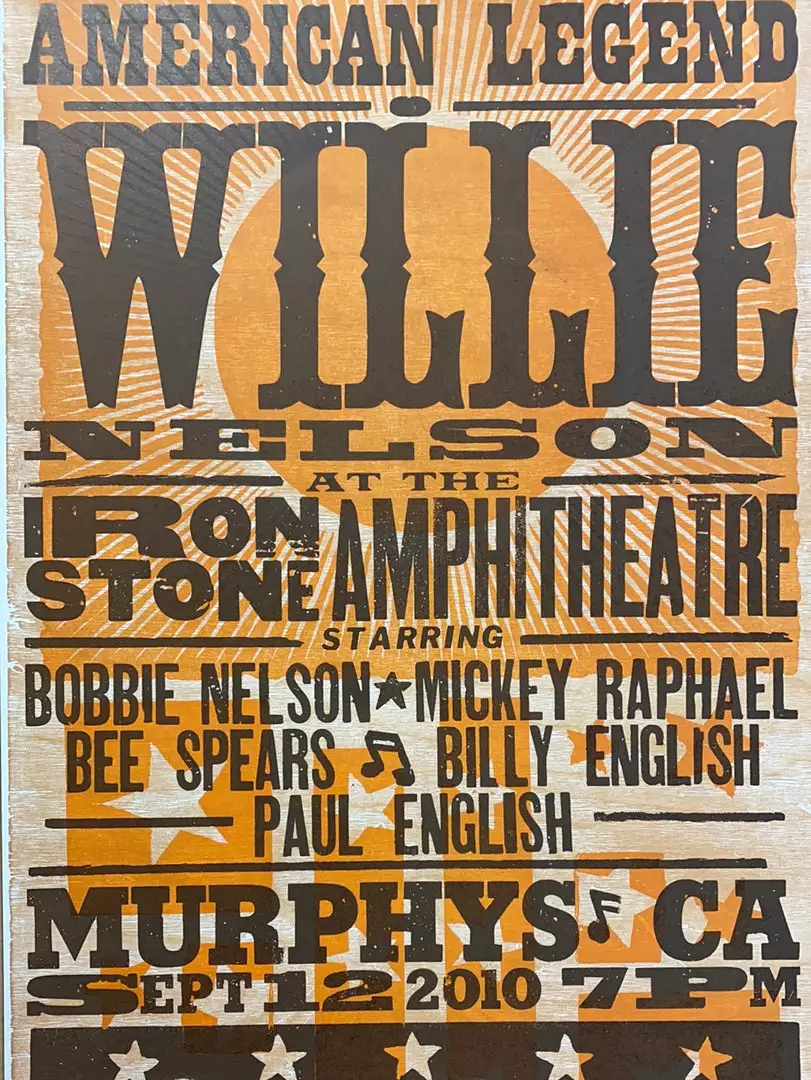 Willie Nelson - 2010 Hatch Show Print 9/12 Poster Murphys, California Gig Posters 3 Willie Nelson - 2010 Hatch Show Print 9/12 Poster Murphys, California Gig Posters
