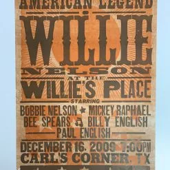 Willie Nelson - 2009 Hatch Show Print 12/16 Poster Carl's Corner, TX