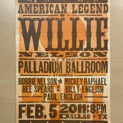 Gig Posters Willie Nelson - 2011 Hatch Show Print 2/5 Poster Dallas, Texas