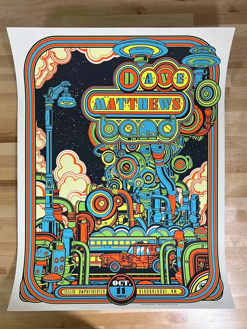 Dave Matthews Band - 2021 Jesse Philips Poster Albuquerque, NM 4 Dave Matthews Band - 2021 Jesse Philips Poster Albuquerque, NM