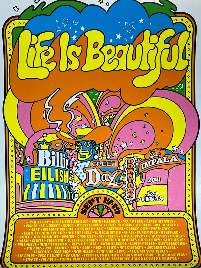 Life Is Beautiful Festival - 2021 Ames Brothers Poster Pearl Metallic Gig Posters 3 Life Is Beautiful Festival - 2021 Ames Brothers Poster Pearl Metallic Gig Posters