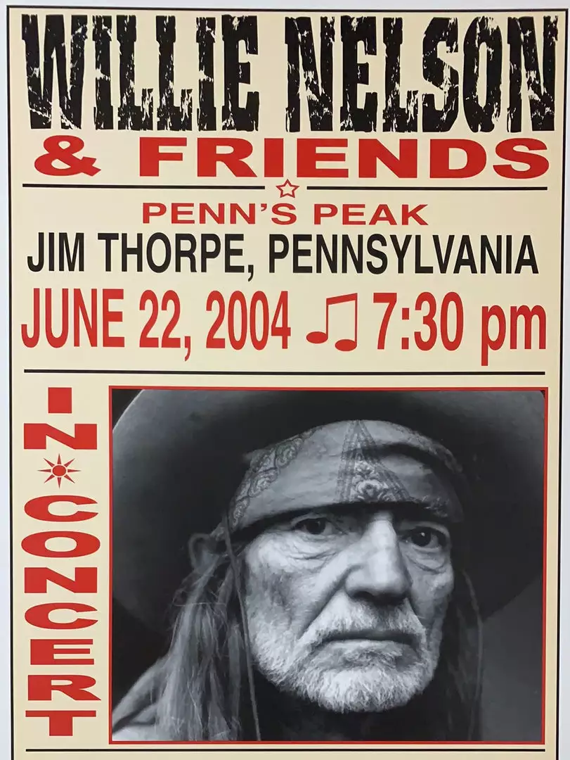 Willie Nelson - 2004 Franks Brothers 6/22 Poster Jim Thorpe, PA Gig Posters 3 Willie Nelson - 2004 Franks Brothers 6/22 Poster Jim Thorpe, PA Gig Posters