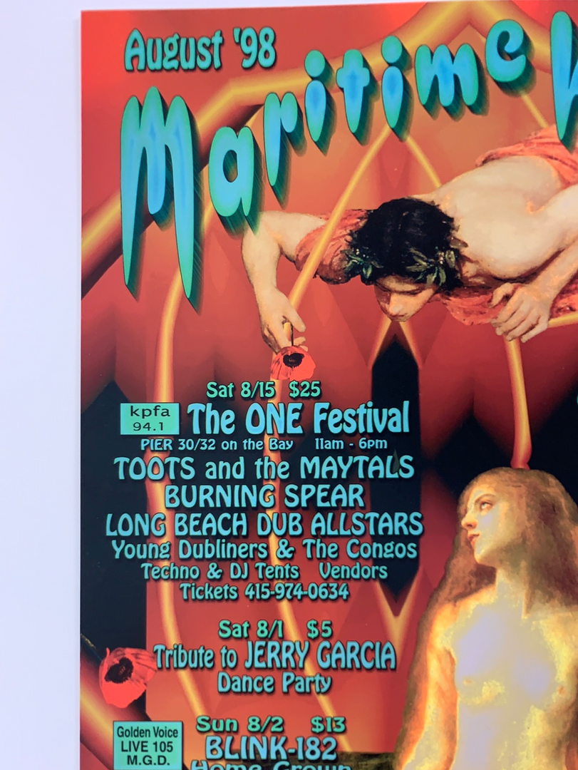 Carolyn Ferris Gig Posters MHP 50 Maritime Hall - 1998 Poster August Blink-182, SCI, Leftover Salmon San Fran 1st 5 Carolyn Ferris Gig Posters MHP 50 Maritime Hall - 1998 Poster August Blink-182, SCI, Leftover Salmon San Fran 1st