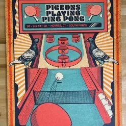 Pigeons Playing Ping Pong - 2020 Status Serigraph Poster Morris, CT Gig Posters