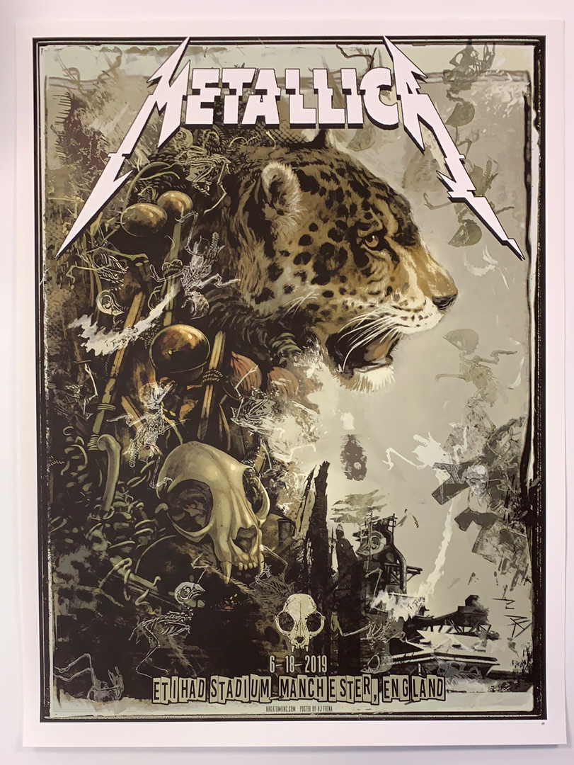 Gig Posters Metallica - 2019 AJ Frena Poster Manchester, England Etihad Stadium 4 Gig Posters Metallica - 2019 AJ Frena Poster Manchester, England Etihad Stadium