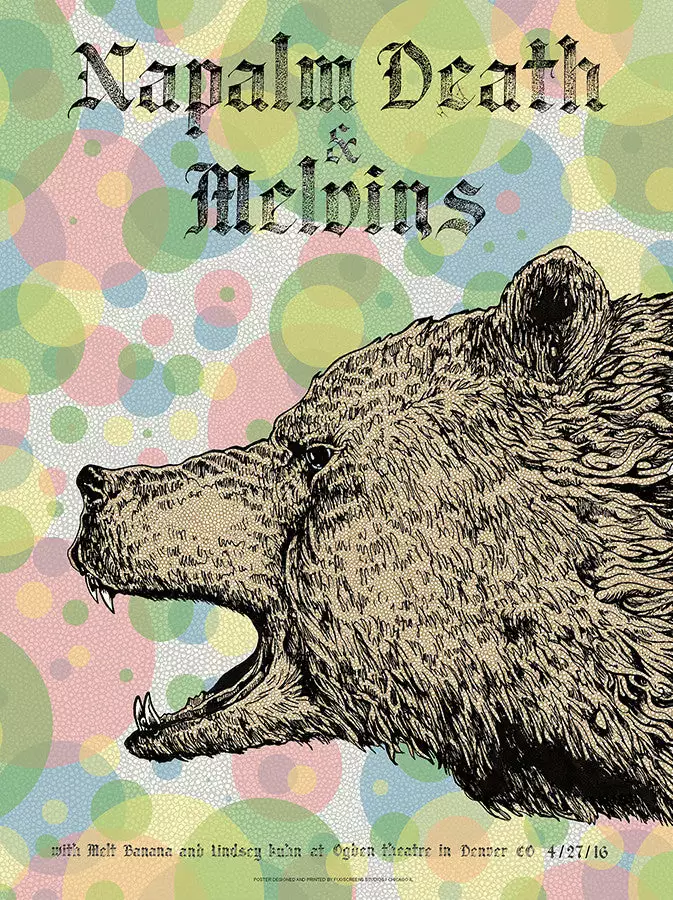 Melvins - 2016 Fugscreens Studios Poster Denver 4/27 3 Melvins - 2016 Fugscreens Studios Poster Denver 4/27