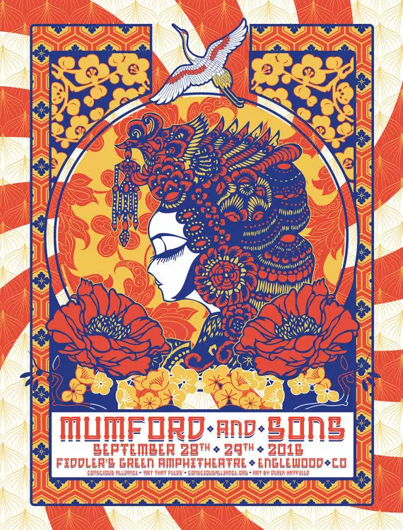 Colorado Mumford & Sons - 2016 Derek Hatfield Poster Englewood, CO Fiddler's Green 3 Colorado Mumford & Sons - 2016 Derek Hatfield Poster Englewood, CO Fiddler's Green