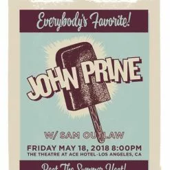 John Prine - 2018 Bob Delevante Poster Los Angeles, CA Ace Hotel Theatre Gig Posters