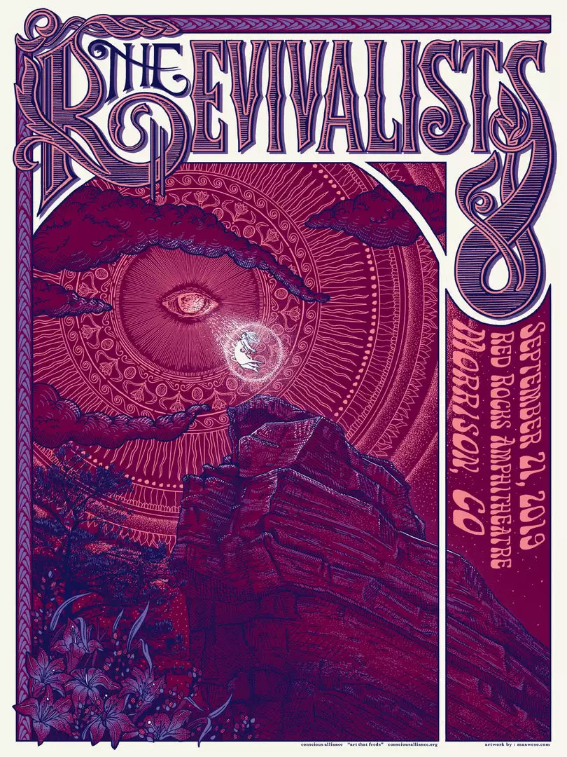 The Revivalists - 2019 Max Wesoloski Poster Morrison, CO Red Rocks Amphitheatre Colorado 3 The Revivalists - 2019 Max Wesoloski Poster Morrison, CO Red Rocks Amphitheatre Colorado