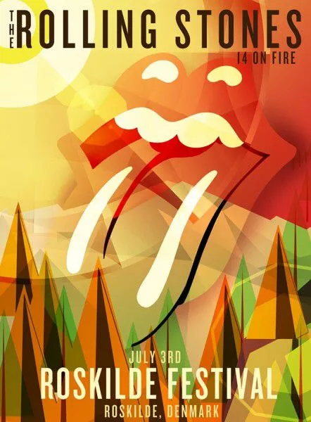 Sold Out Posters Rolling Stones - 2014 Official Poster Roskilde, Denmark 3 Sold Out Posters Rolling Stones - 2014 Official Poster Roskilde, Denmark